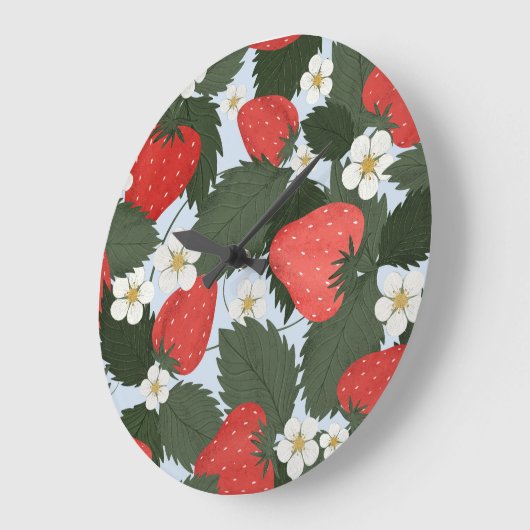 Aardbeien: zomerfruit patroon ontwerp. grote klok (Hoek)