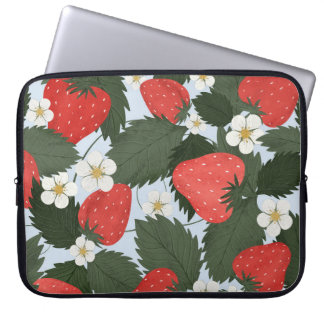 Aardbeien: zomerfruit patroon ontwerp. laptop sleeve