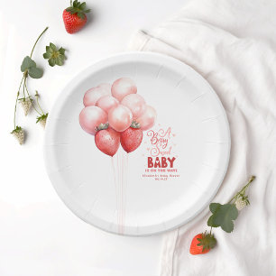Aardbeienballonnen Rood en Roze Baby shower Papieren Bordje