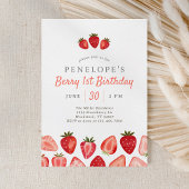 Aardbeienbes 1e verjaardag kaart