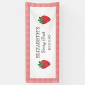 Aardbeienbes Eerste Picknick Verjaardag Spandoek (Verticaal)