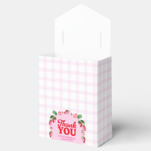 Aardbeienbes eerste tweeling gezamenlijke verjaard bedankdoosjes (Geopend)