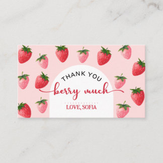 Aardbeienbes Eerste Verjaardag Bedankt Card Plaatskaartje