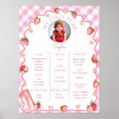 Aardbeienbessen 1e Verjaardagsfeestmijlpaal Poster (Voorkant)