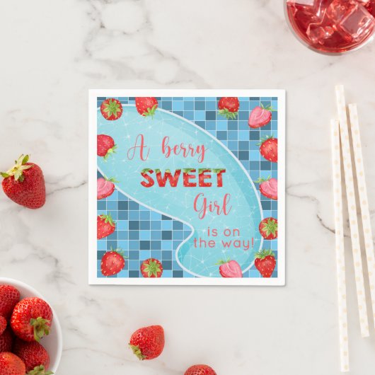 Aardbeienbessen meisje baby shower servetten. servet (Insitu)