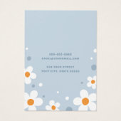 Aardbeienbloesem retro stoffige blauwe oorbel kaar visitekaartje (Achterkant)