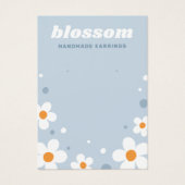 Aardbeienbloesem retro stoffige blauwe oorbel kaar visitekaartje (Voorkant)