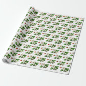 Aardbeienbloesems op wit cadeaupapier (Uitgerold)
