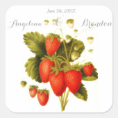  aardbeienboomgaard bruiloft vierkante sticker (Voorkant)