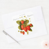  aardbeienboomgaard bruiloft vierkante sticker (Envelop)