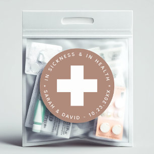 Aardbeienbruin EHBO-kit In ziekte en gezondheid Ronde Sticker