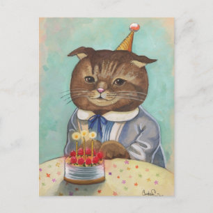 AardbeienCake Birthday Kat Briefkaart