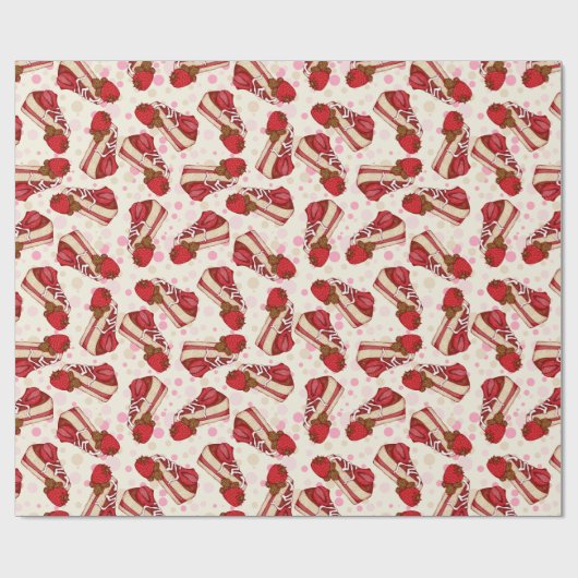 AardbeienCake Cadeaupapier (Vlak)