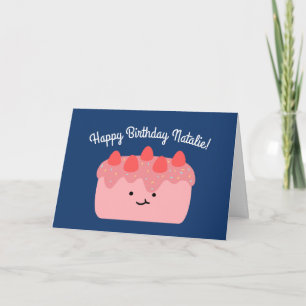 AardbeienCake   Happy Birthday Greeting Folded Kaart