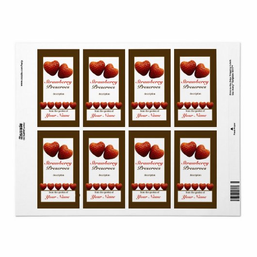 Aardbeienconservenbliksetiket 1 etiket (Full Sheet)