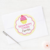 Aardbeiencrème Cupcake Scallop Label (Envelop)