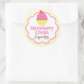 Aardbeiencrème Cupcake Scallop Label (Tas)