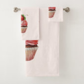 Aardbeiencupcake zoet dessert bad handdoek (Insitu)