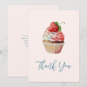 Aardbeiencupcake zoet dessert bedankkaart (Voorkant / Achterkant)
