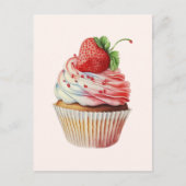 Aardbeiencupcake zoet dessert briefkaart (Voorkant)