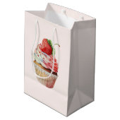Aardbeiencupcake zoet dessert medium cadeauzakje (Achterkant Gekanteld)