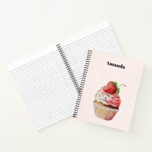 Aardbeiencupcake zoet dessert notitieboek