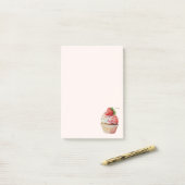 Aardbeiencupcake zoet dessert post-it® notes (Op bureau)