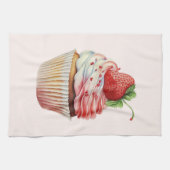 Aardbeiencupcake zoet dessert theedoek (Horizontaal)