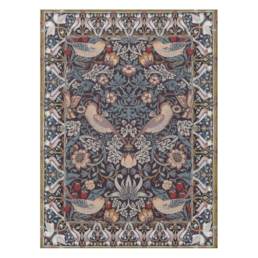 Aardbeiendief Blauw William Morris Patroon Tafelkleed (Voorkant)