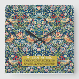 Aardbeiendief - Ontwerp van William Morris Vierkante Klok