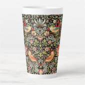 Aardbeiendief Zwarte achtergrond William Morris Latte Mok (Voorkant)