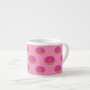 Aardbeiendonut met strooiende Cartoon Espresso Kop