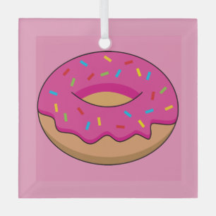 Aardbeiendonut met strooiende Cartoon Glas Ornament