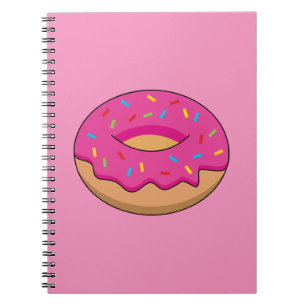 Aardbeiendonut met strooiende Cartoon Notitieboek