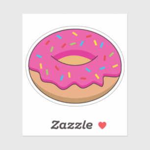 Aardbeiendonut met strooiende Cartoon Sticker