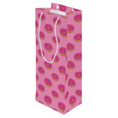 Aardbeiendonut met strooiende Cartoon Wijn Cadeautas (Achterkant Gekanteld)