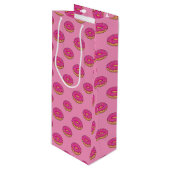 Aardbeiendonut met strooiende Cartoon Wijn Cadeautas (Voorkant Gekanteld)