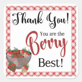 Aardbeienetiket, chocolade-aardbei vierkante sticker