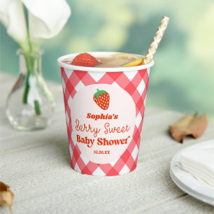 Aardbeienfruit Een besachtig Baby shower Papieren Bekers