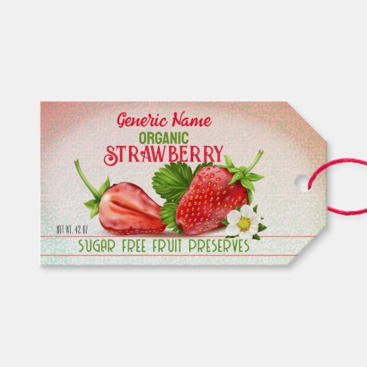 Aardbeienfruitconserven Cadeaulabel (Voorkant (Horizontaal))