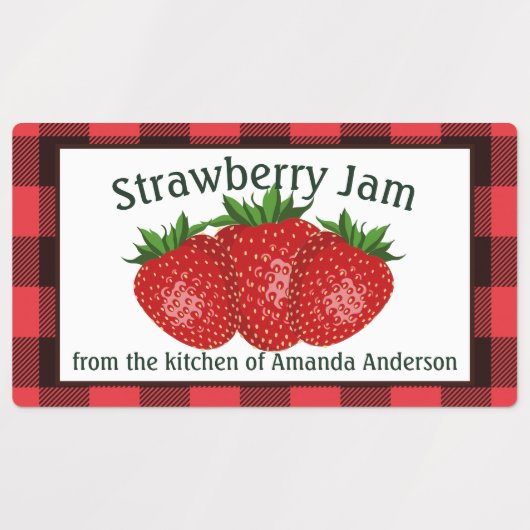 Aardbeienjam behoudt Plaid Food Label (Design 1)