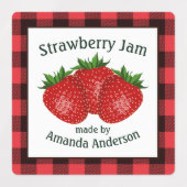 Aardbeienjam behoudt Plaid S Food Label (Design 1)