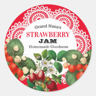 aardbeienjam-etiket ronde sticker