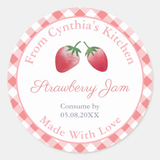 Aardbeienjam Gastvrouw Cadeau Voorraadlabels Ronde Sticker (Voorkant)