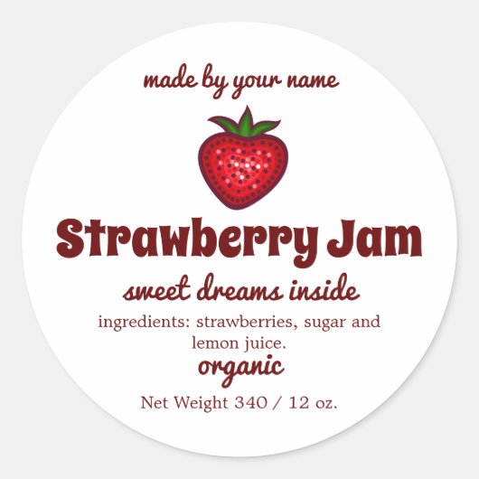 Aardbeienjam Jar Sticker (Voorkant)