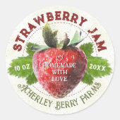 Aardbeienjam Pot Fruitconserven Persoonlijk Ronde Sticker (Voorkant)