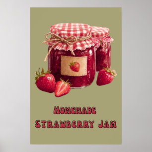 Aardbeienjam Pot Vintage Sage Keuken Poster