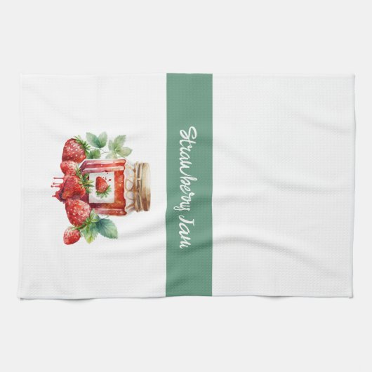 Aardbeienjam Rood en Wit Theedoek (Horizontaal)