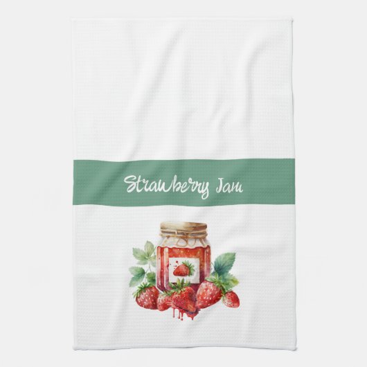 Aardbeienjam Rood en Wit Theedoek (Verticaal)