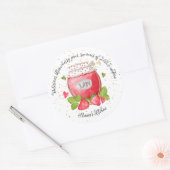 Aardbeienjam, schattig ronde sticker (Envelop)
